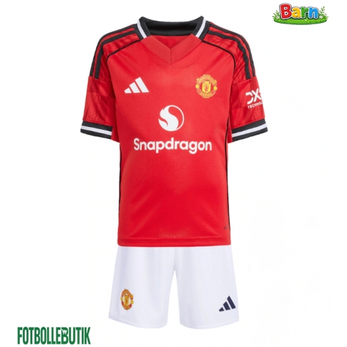 Manchester United Hemmaställ Barn 2025-26 Kortärmad (+ Korta byxor)